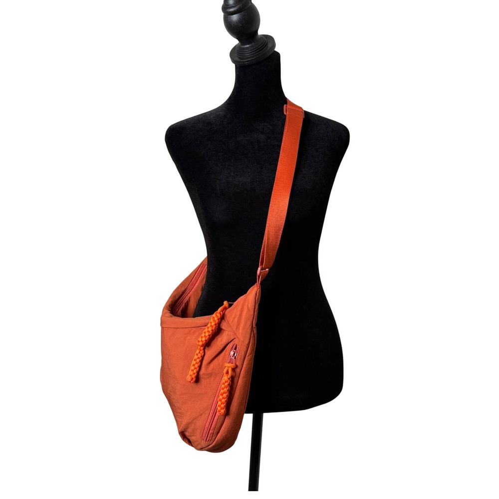 Nylon Crescent‎ Crossbody Bag Orange Utility Paracord Zipper Travel Hiking